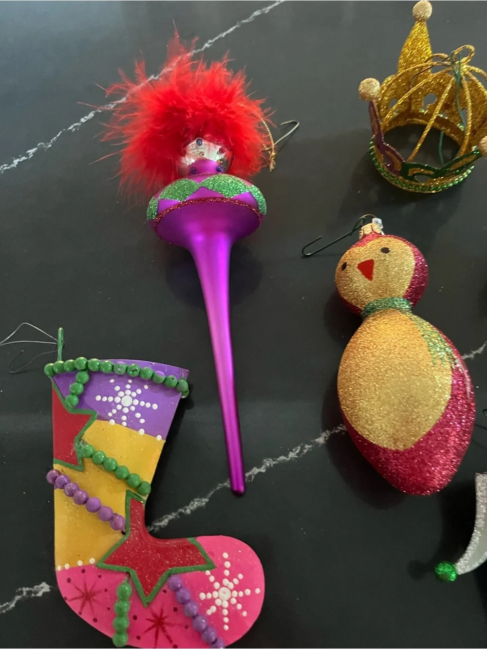 Mardi Gras Themed  Christmas Ornament Set of 8  - Multicolor